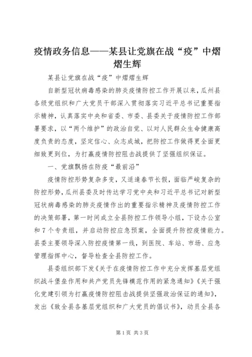 疫情政务信息——某县让党旗在战“疫”中熠熠生辉.docx
