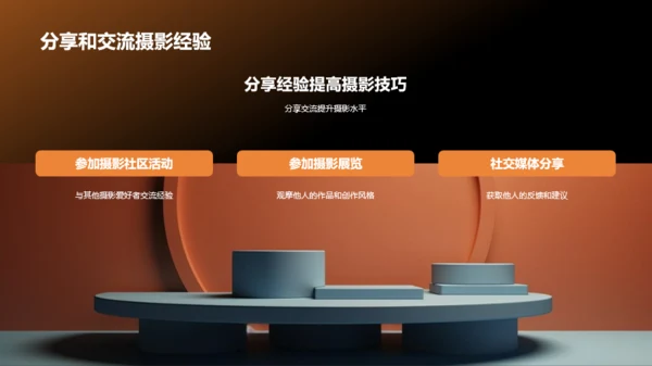 橙色旅行摄影技巧分享相册图集PPT模板