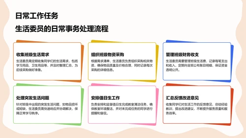 橙色扁平风中学生生活委员工作述职汇报PPT模板