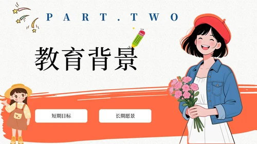 橙黑插画风个人介绍通用PPT模板