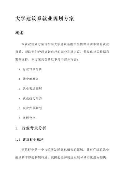 大学建筑系就业规划方案