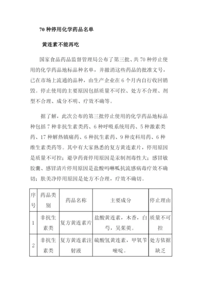 70种不能再吃的药doc-汇融兴.docx