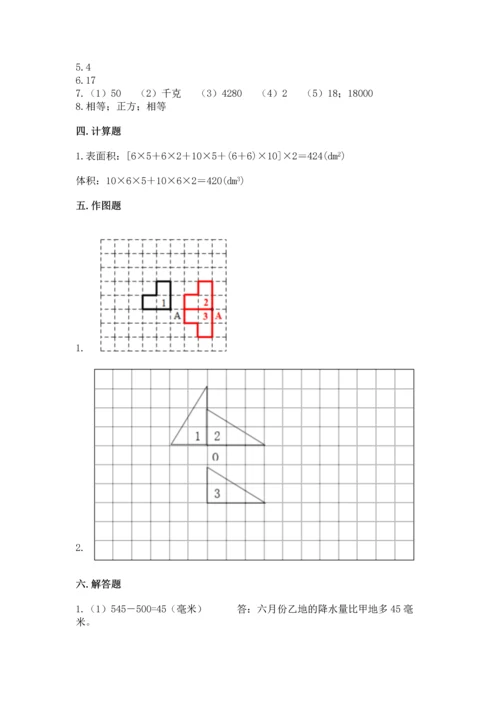 人教版五年级下册数学期末测试卷附答案（培优）.docx