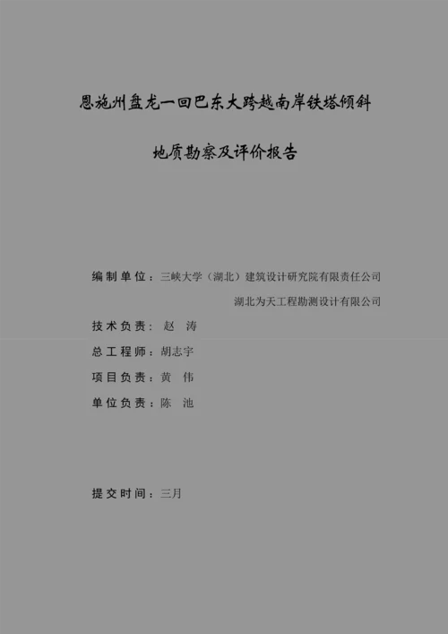 巴东南岸铁塔地勘及评价综合报告.docx