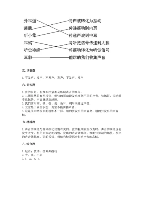 教科版科学四年级上册第一单元声音测试卷（夺冠）.docx