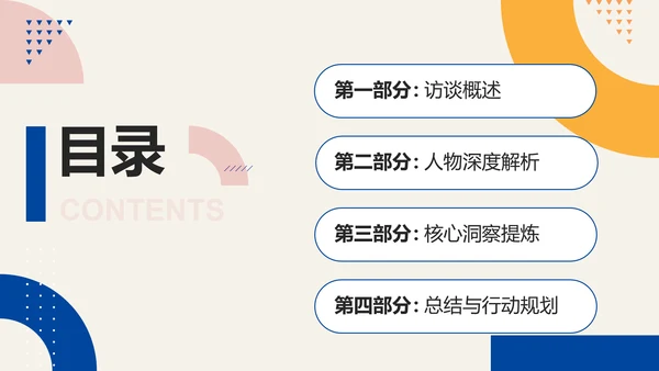 彩色简约几何职业生涯人物访谈PPT模板