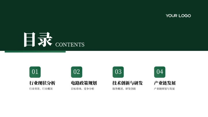 绿色简约极简风汇报PPT模板