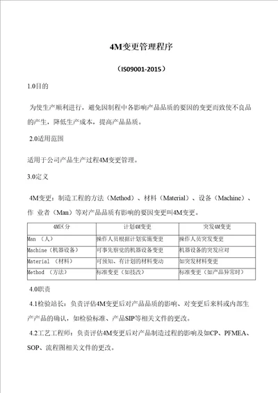 4M变更管理程序含表格