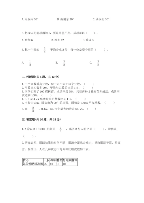 2022人教版六年级上册数学期末测试卷（达标题）.docx