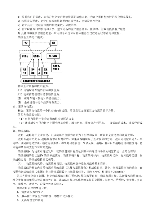 高级物流学考试资料