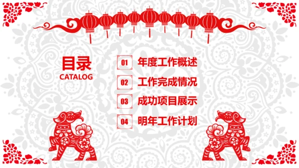 喜庆剪纸民俗狗年新年春节元旦联欢会PPT