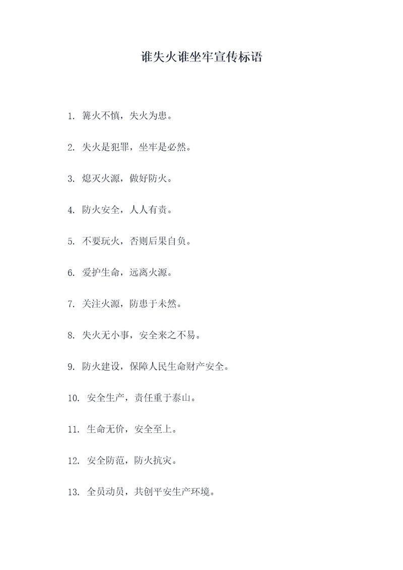 谁失火谁坐牢宣传标语