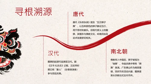 红黑色中式风格中国传统文化之醒狮PPT模板