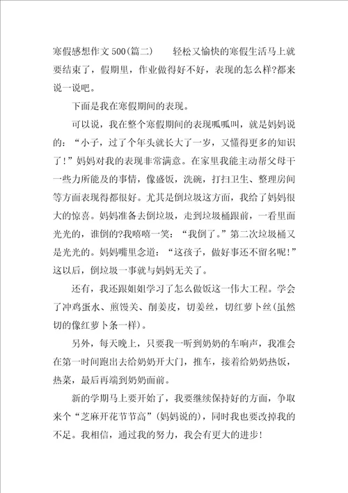 寒假感想作文500
