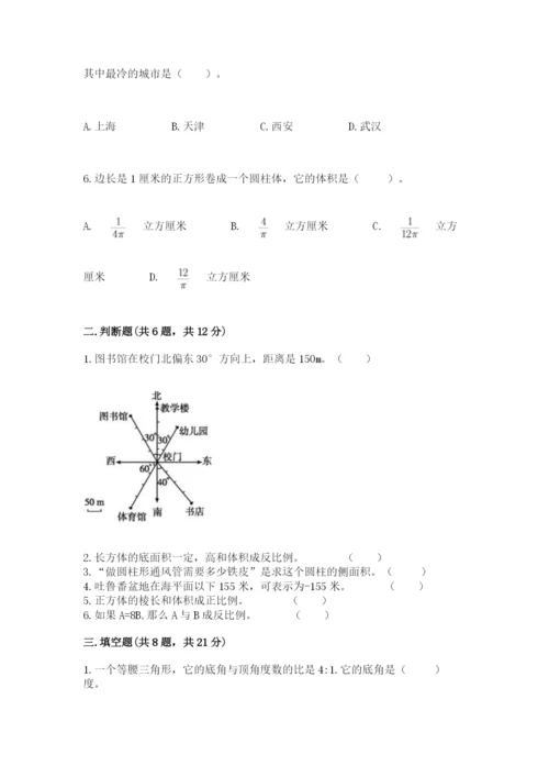 郊区六年级下册数学期末测试卷审定版.docx