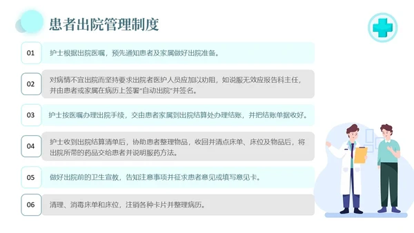 水绿色简约风医疗病房管理制度培训PPT模板