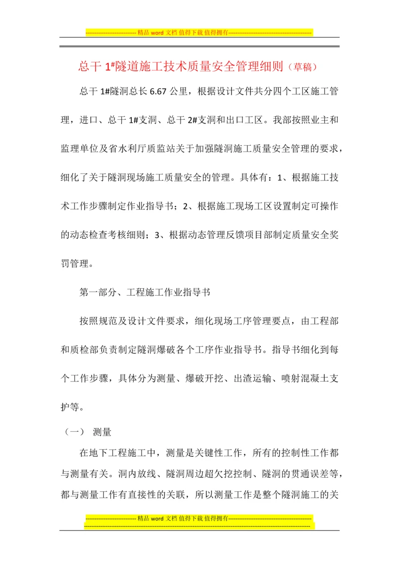 隧洞施工质量安全管理.docx