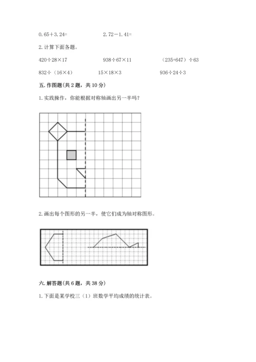 小学四年级下册数学期末测试卷及完整答案【有一套】.docx