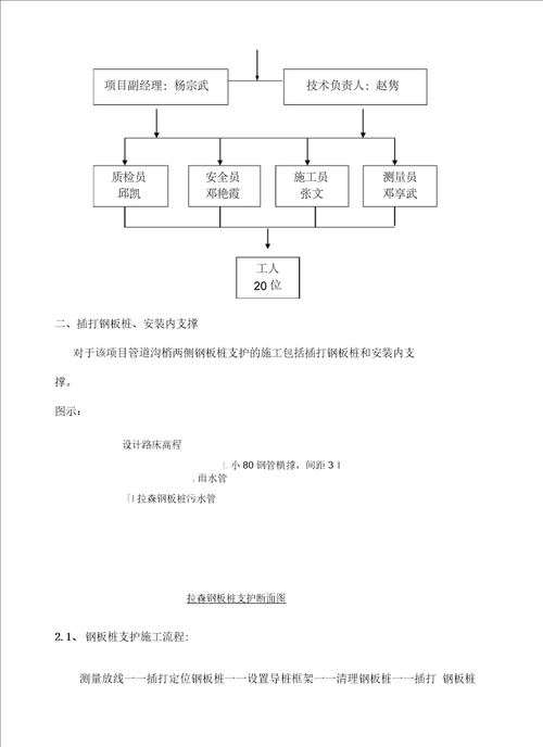 排水管道沟槽拉森钢板桩支护方案五工区