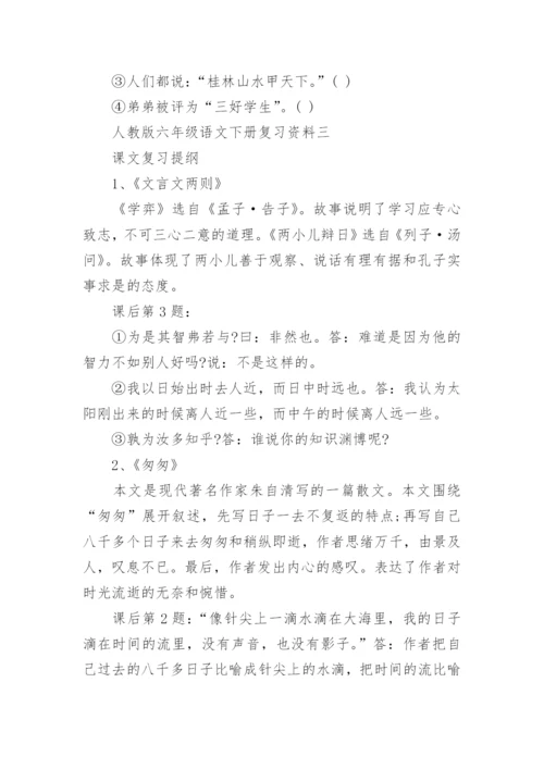 人教版六年级语文下册复习资料.docx