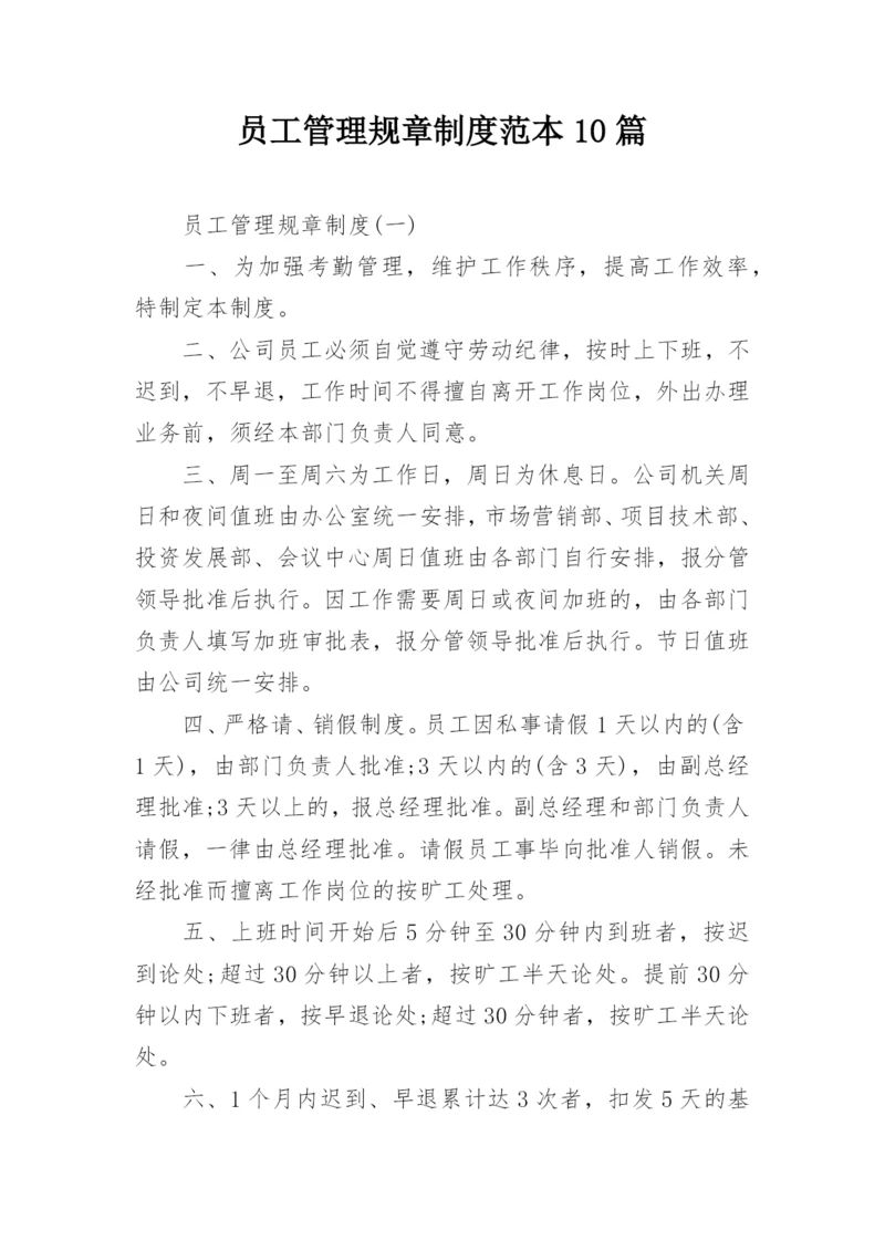 员工管理规章制度范本10篇.docx