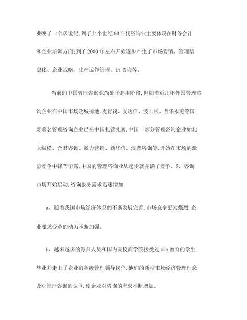 咨询公司创业商业企划书