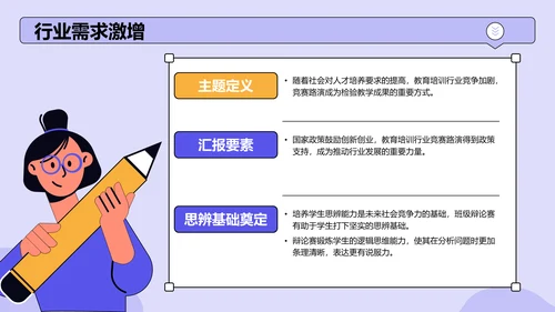 紫色手绘风班级辩论赛流程策划PPT模板