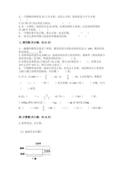 江源县六年级下册数学期末测试卷往年题考.docx