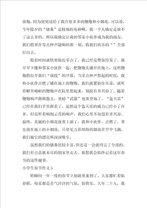 小学生春节作文5篇
