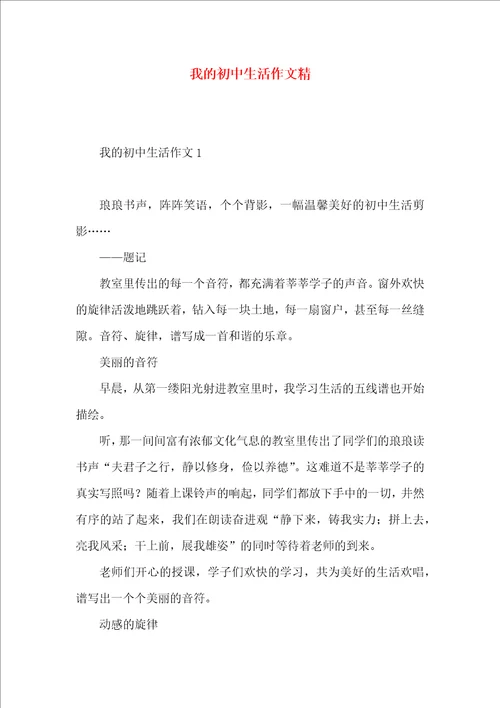 我的初中生活作文精