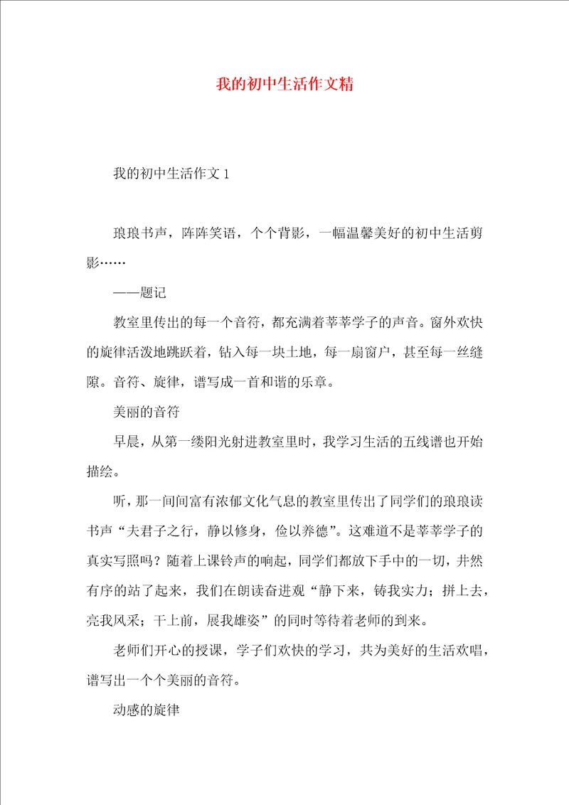 我的初中生活作文精