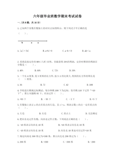 六年级毕业班数学期末考试试卷含答案（满分必刷）.docx