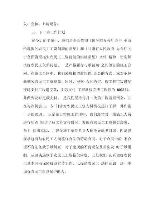 粮食局解决拖欠农民工工资问题工作情况自查报告