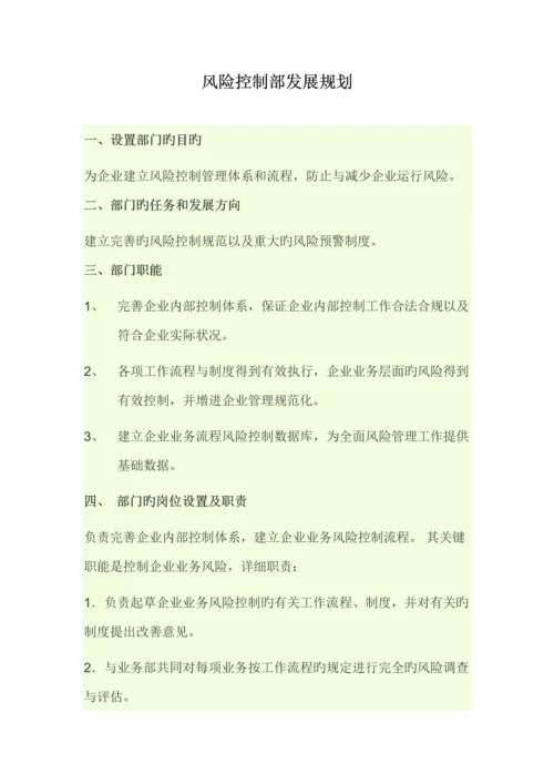 风险控制部部门规划.docx