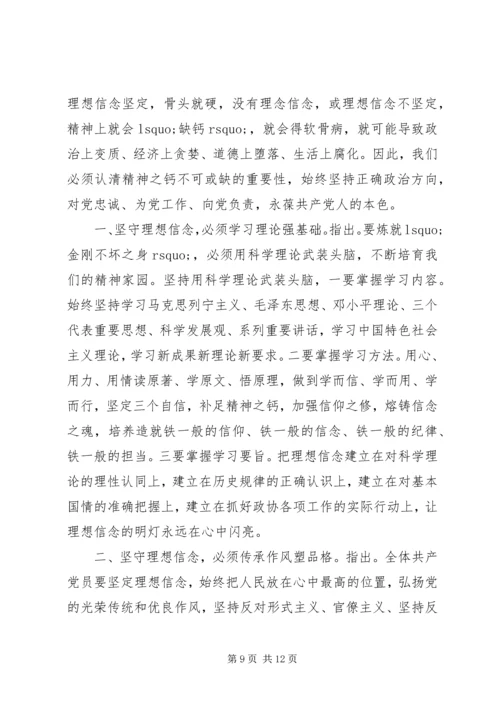 坚定理想信念明确政治方向专题讨论会发言稿.docx