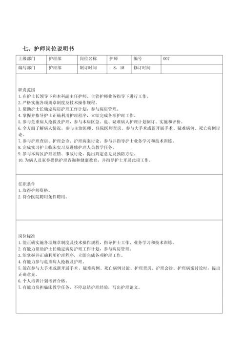 护理人员岗位新版说明书.docx