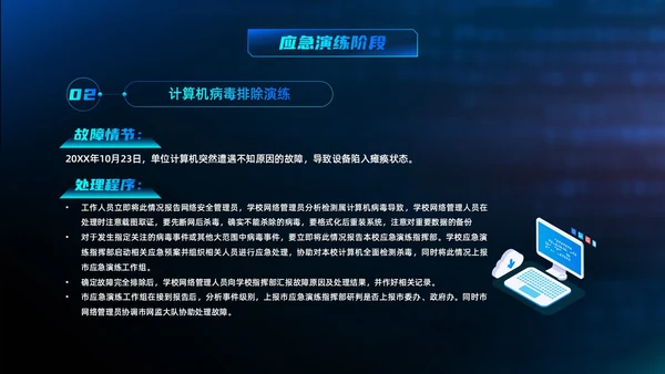 蓝色科技渐变网络安全应急预案开展应急演练网络安全PPT模板