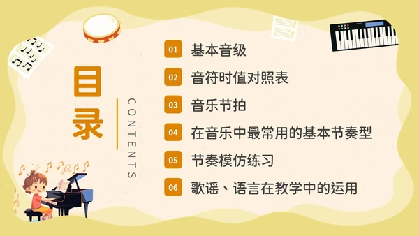 卡通风音乐课堂的节奏训练PPT模板