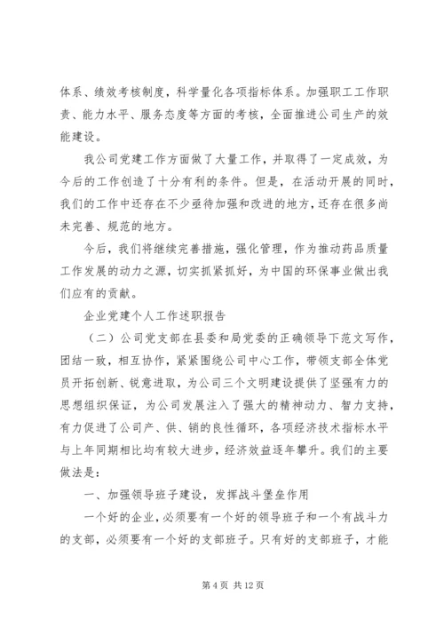 企业党建个人工作述职报告.docx