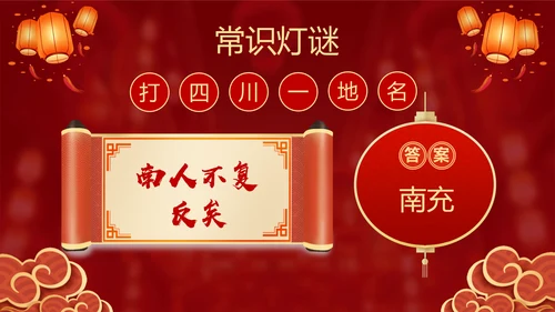 元宵猜灯迷活动红灯笼灯会PPT模板