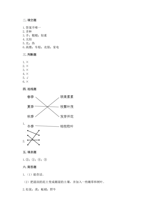 教科版二年级上册科学期末测试卷附答案【实用】.docx