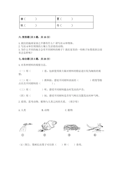 教科版小学二年级上册科学期末测试卷（考点梳理）word版.docx