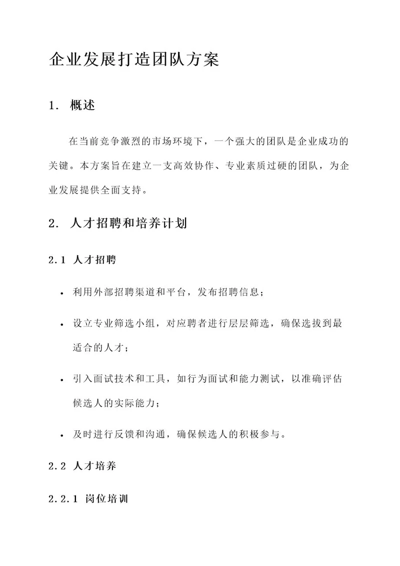 企业发展打造的团队方案