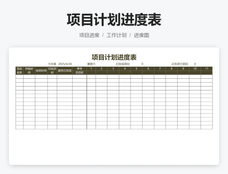 项目计划进度表