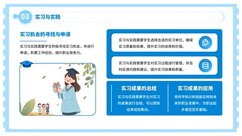 蓝色插画风毕业季：青春的印记，未来的憧憬PPT模板