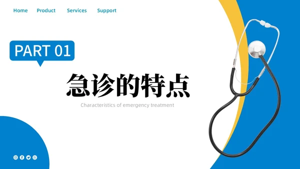 蓝色商务简约急诊护患沟通技巧商务通用PPT模板