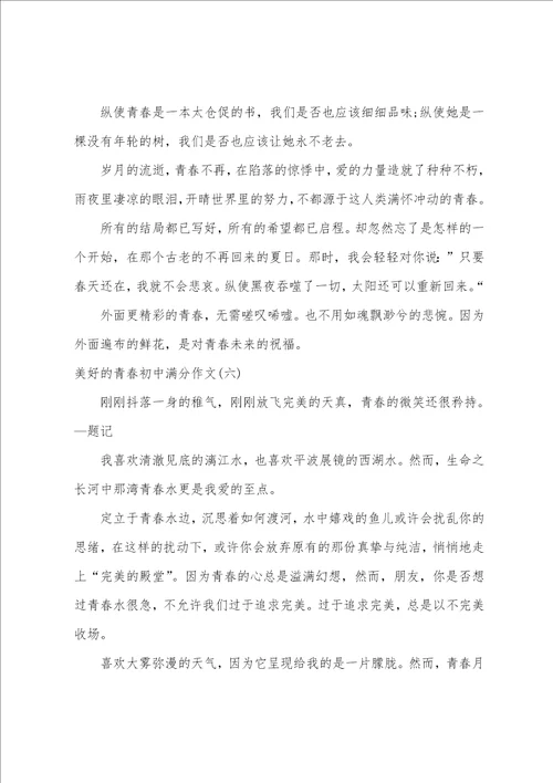 美好的青春初中满分作文精选10篇