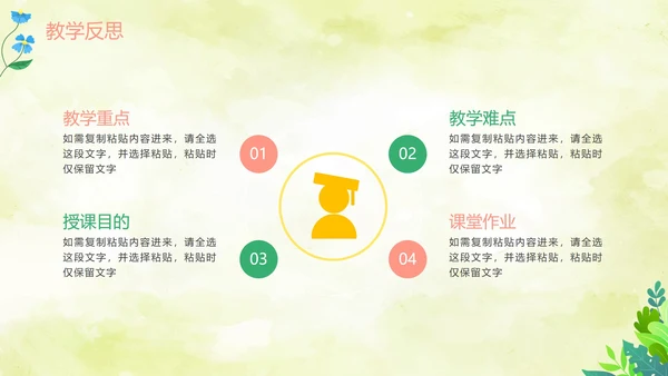 绿色水彩清新教师教学说课PPT模板