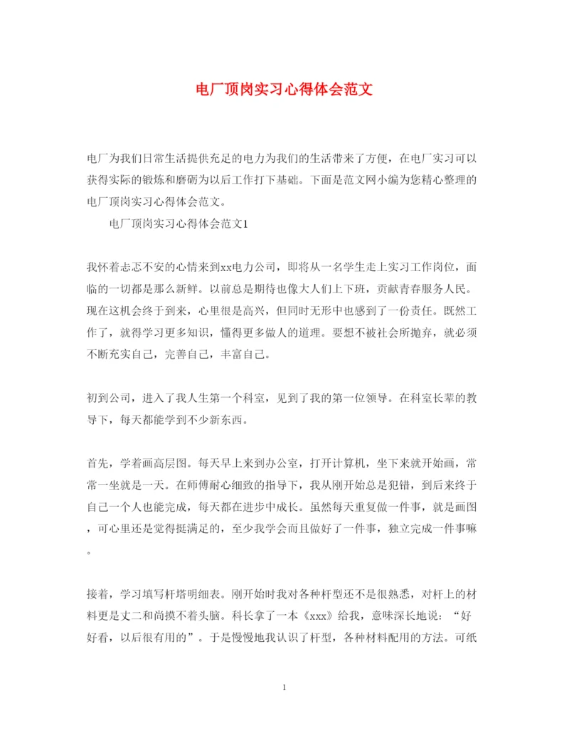 精编电厂顶岗实习心得体会范文.docx