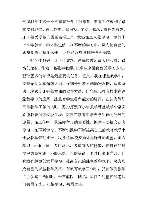 XX年小学新教师述职报告